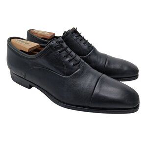 Magnanni Shoes Mens Size 9.5 Black Oxford Cap Toe Leather Dress Lace Up 12654